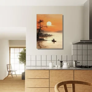 paysage paisible sur l'eau au coucher de soleil