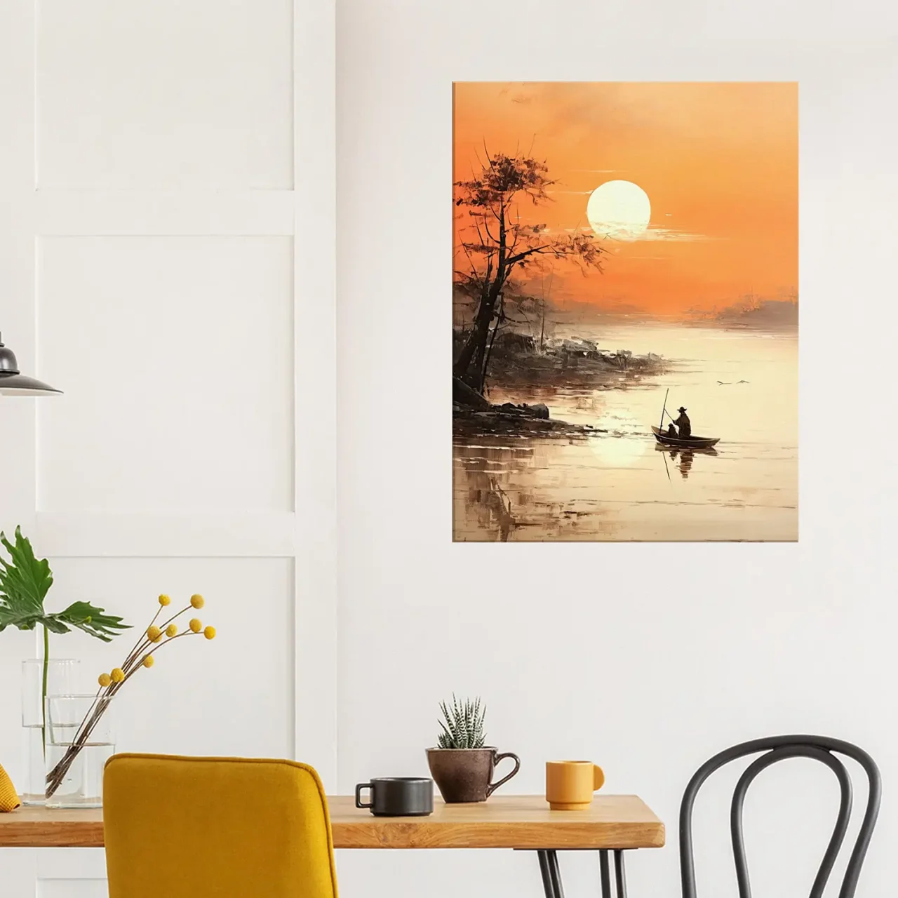 paysage paisible sur l'eau au coucher de soleil