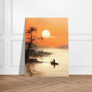 paysage paisible sur l'eau au coucher de soleil