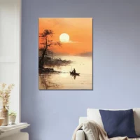 paysage paisible sur l'eau au coucher de soleil