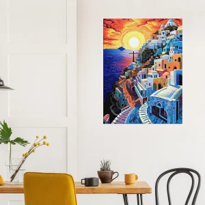 Cadre Paysage Santorini Peinture et Mosaique paysage santorini peinture et mosaique