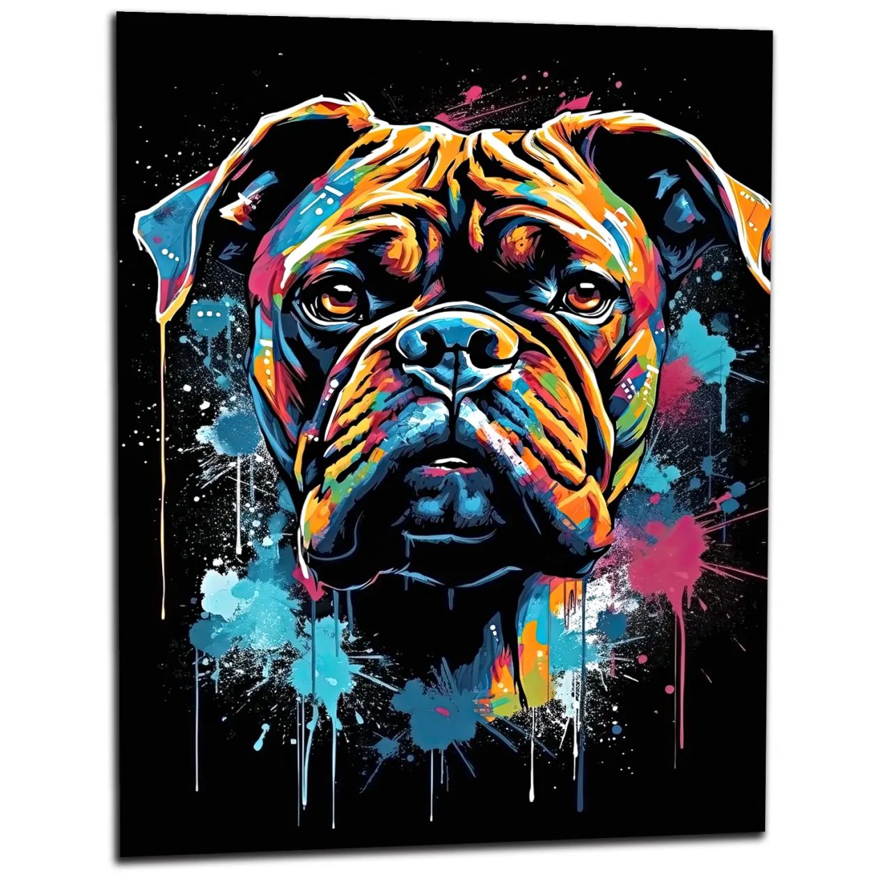 portrait d'un chien boxer style peinture graffiti