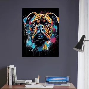 portrait d'un chien boxer style peinture graffiti
