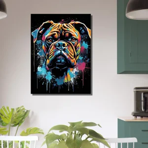 portrait d'un chien boxer style peinture graffiti