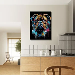 portrait d'un chien boxer style peinture graffiti