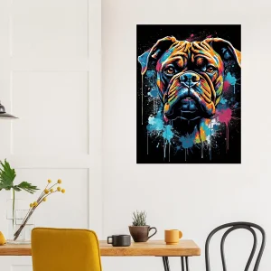 portrait d'un chien boxer style peinture graffiti