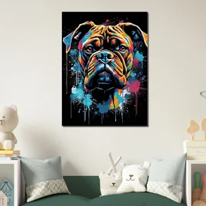 portrait d'un chien boxer style peinture graffiti