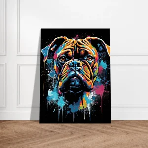 portrait d'un chien boxer style peinture graffiti