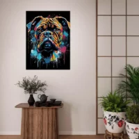portrait d'un chien boxer style peinture graffiti