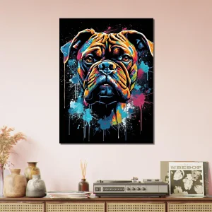 portrait d'un chien boxer style peinture graffiti