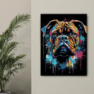 portrait d'un chien boxer style peinture graffiti