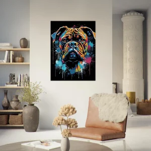 portrait d'un chien boxer style peinture graffiti