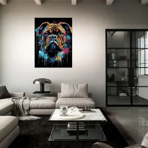 portrait d'un chien boxer style peinture graffiti