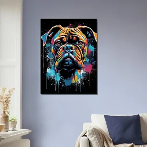 portrait d'un chien boxer style peinture graffiti