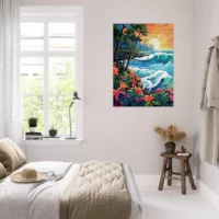 Scene Tropicale Coucher de soleil Art nouveau scene tropical coucher de soleil art nouveau