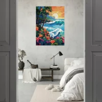 Scene Tropicale Coucher de soleil Art nouveau scene tropical coucher de soleil art nouveau