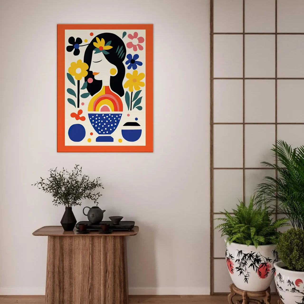 Tableau style Matisse – Femme et fleurs tableau style matisse femme et fleurs