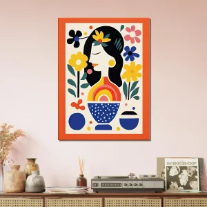 Tableau style Matisse – Femme et fleurs tableau style matisse femme et fleurs