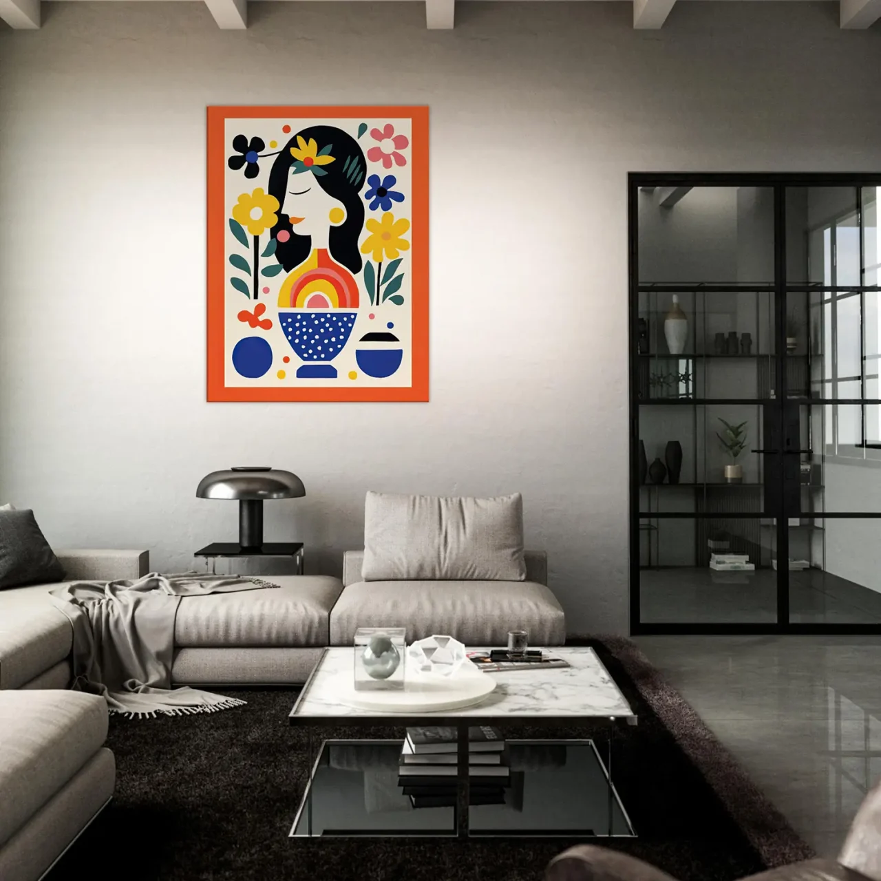 Tableau style Matisse – Femme et fleurs tableau style matisse femme et fleurs