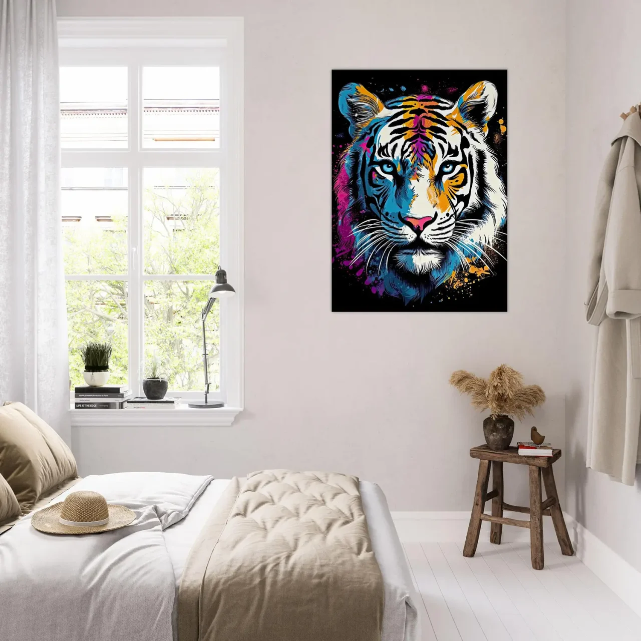 tigre blanc coloré peinture et dessin