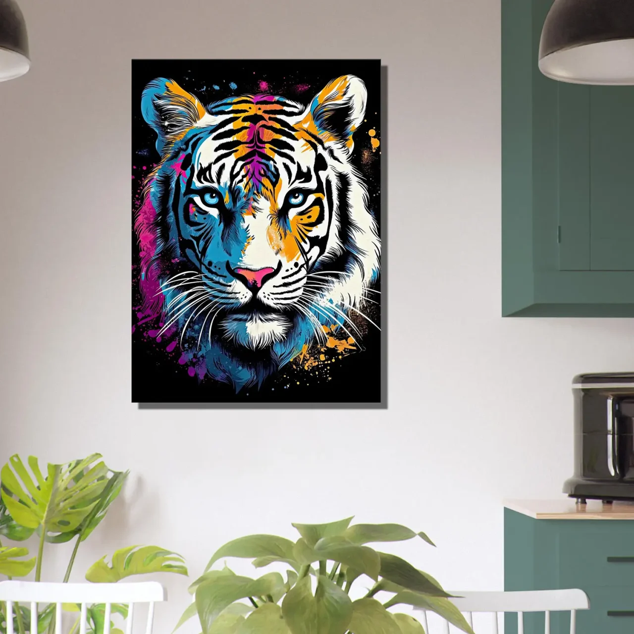 tigre blanc coloré peinture et dessin