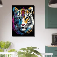 Tableau Tigre blanc coloré Peinture et dessin tigre blanc coloré peinture et dessin