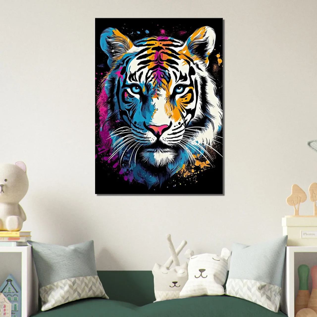 tigre blanc coloré peinture et dessin