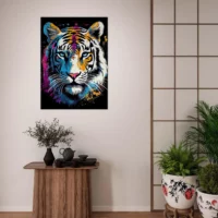 Tableau Tigre blanc coloré Peinture et dessin tigre blanc coloré peinture et dessin