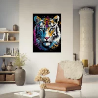 Tableau Tigre blanc coloré Peinture et dessin tigre blanc coloré peinture et dessin