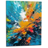 Tableau Abstrait, textures, mouvements bleu et orange abstrait, textures, mouvements bleu et orange