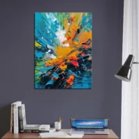 Tableau Abstrait, textures, mouvements bleu et orange abstrait, textures, mouvements bleu et orange