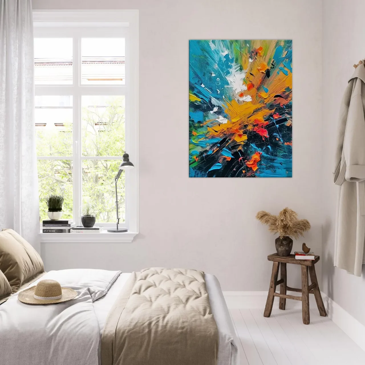 Tableau Abstrait, textures, mouvements bleu et orange abstrait, textures, mouvements bleu et orange