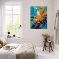 Tableau Abstrait, textures, mouvements bleu et orange abstrait, textures, mouvements bleu et orange