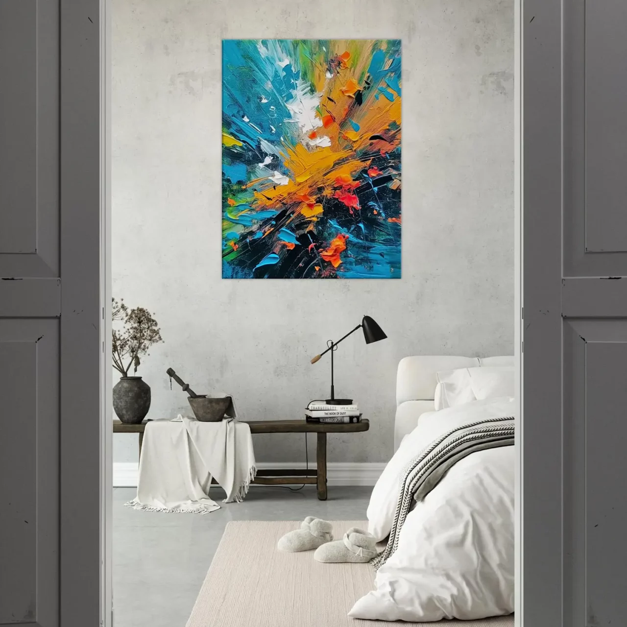 Tableau Abstrait, textures, mouvements bleu et orange abstrait, textures, mouvements bleu et orange