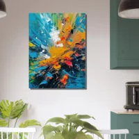 Tableau Abstrait, textures, mouvements bleu et orange abstrait, textures, mouvements bleu et orange