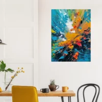 Tableau Abstrait, textures, mouvements bleu et orange abstrait, textures, mouvements bleu et orange