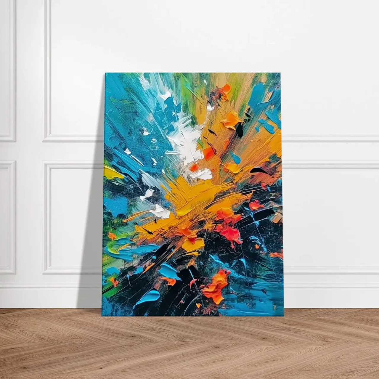 Tableau Abstrait, textures, mouvements bleu et orange abstrait, textures, mouvements bleu et orange