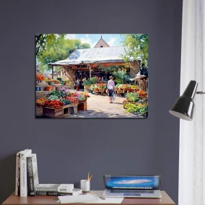 aquarelle marché estival rural