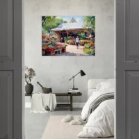 aquarelle marché estival rural