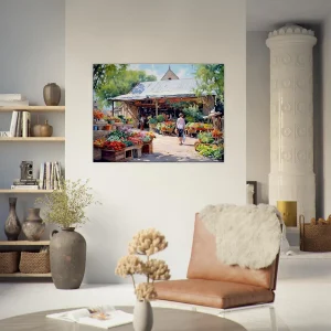 aquarelle marché estival rural