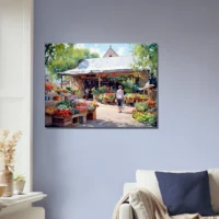 aquarelle marché estival rural