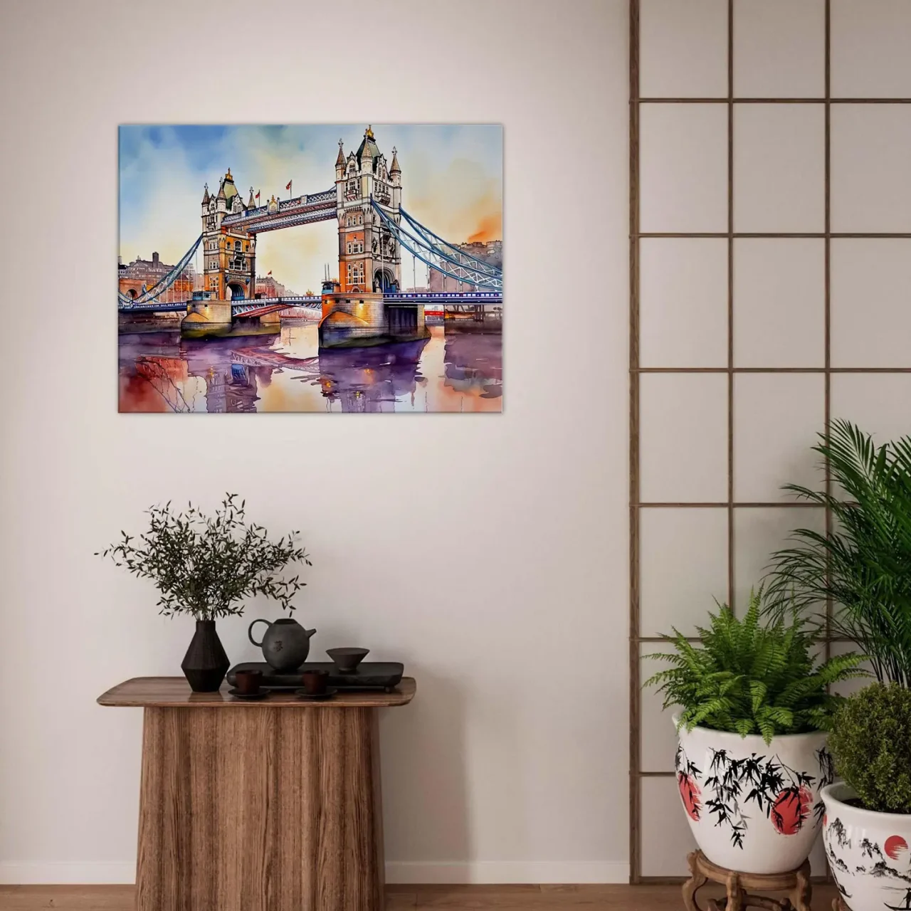 Tableau Aquarelle du pont de Londres aquarelle pont de londres