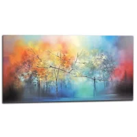 Art abstrait forêt brumeuse colorée art abstrait forêt brumeuse colorée