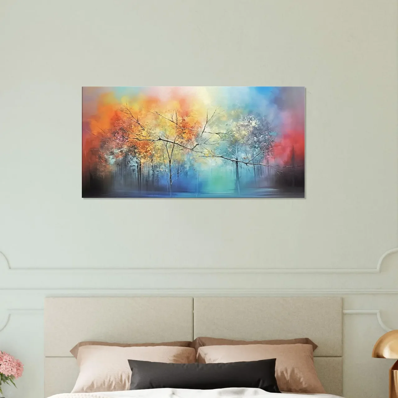 art abstrait forêt brumeuse colorée