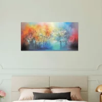 art abstrait forêt brumeuse colorée