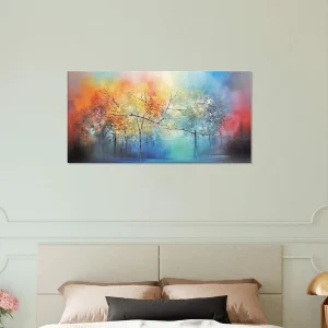 art abstrait forêt brumeuse colorée