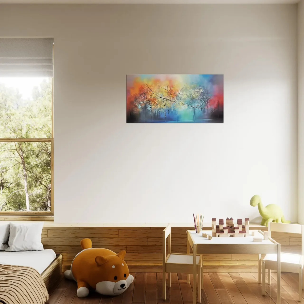 art abstrait forêt brumeuse colorée