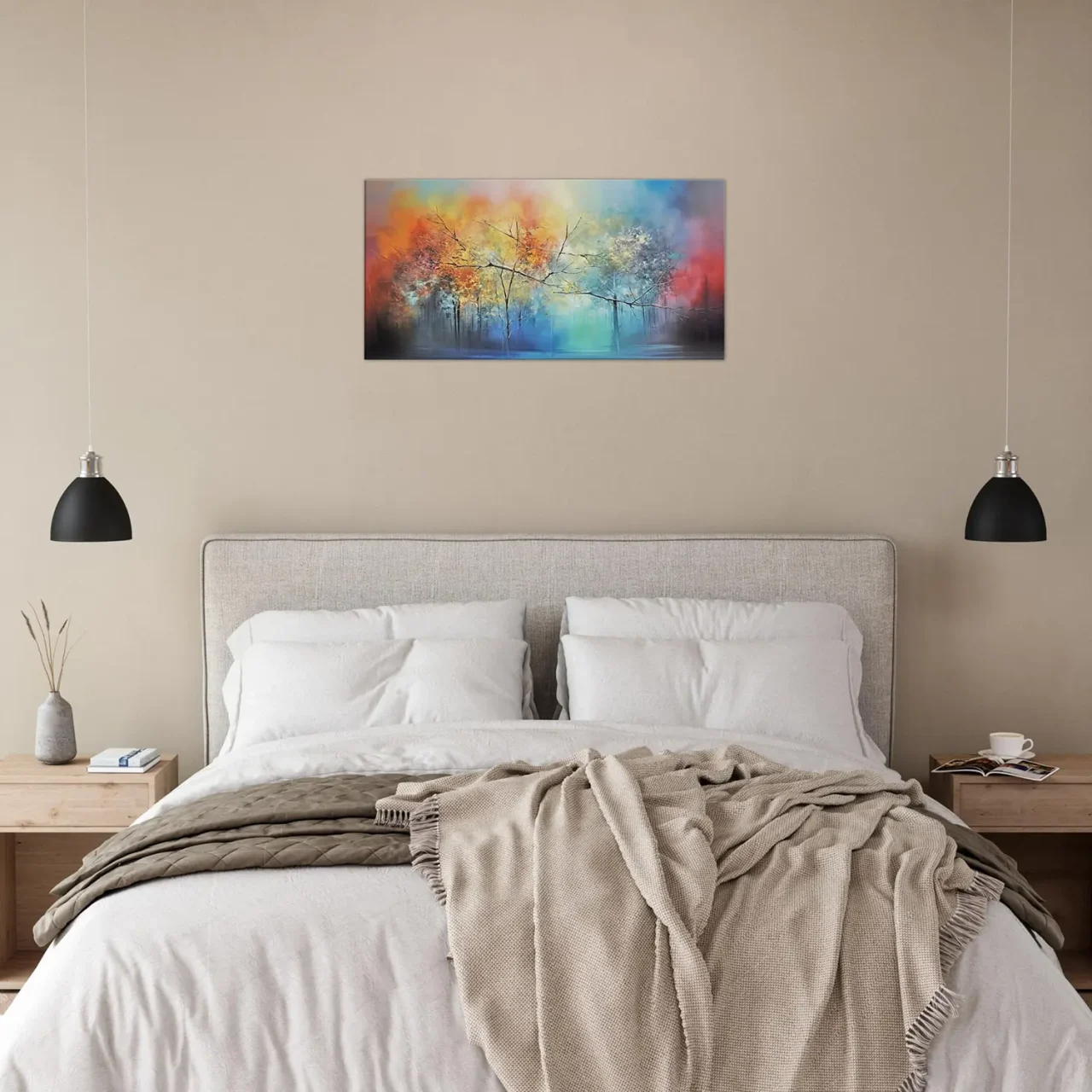 art abstrait forêt brumeuse colorée