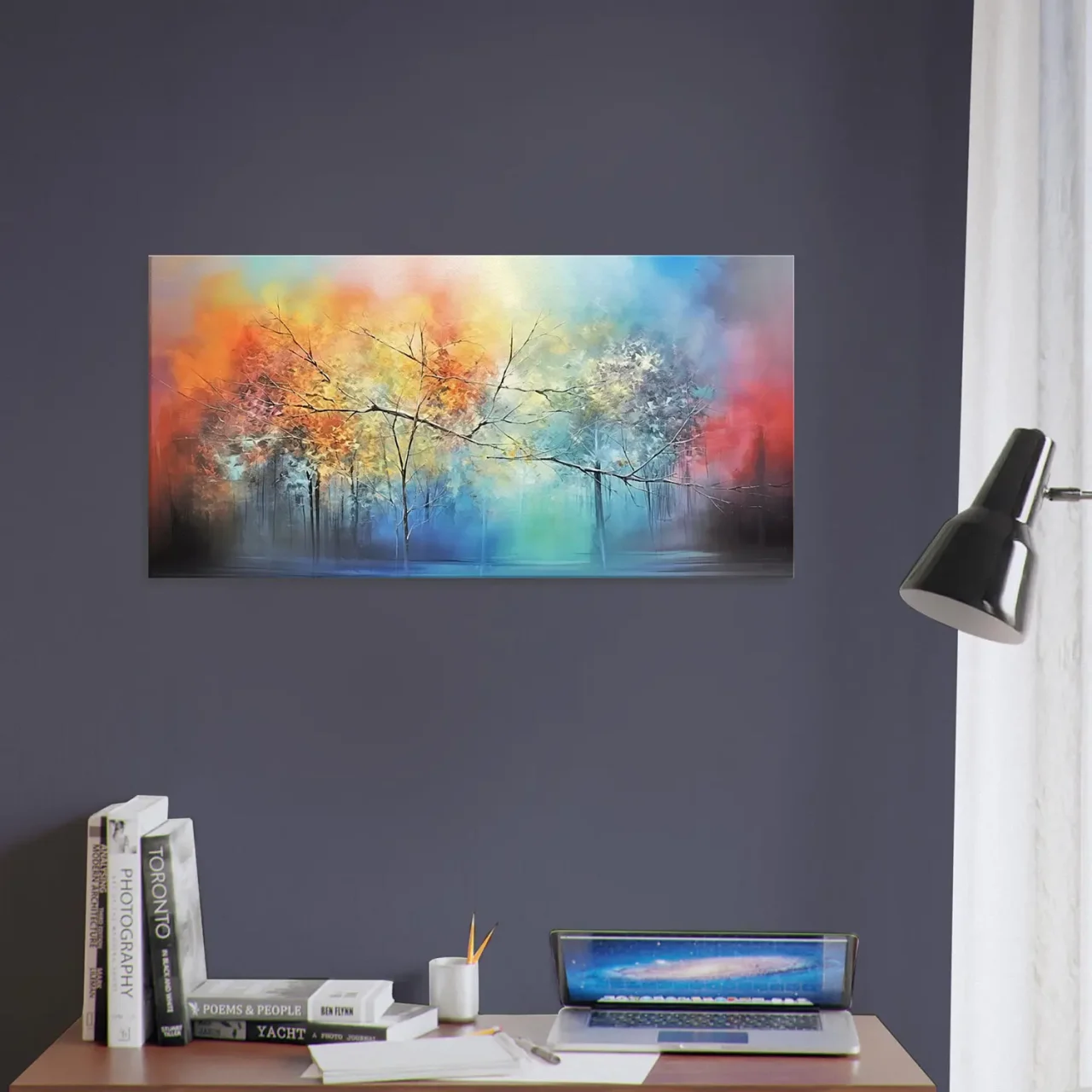 art abstrait forêt brumeuse colorée