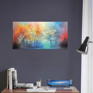 art abstrait forêt brumeuse colorée